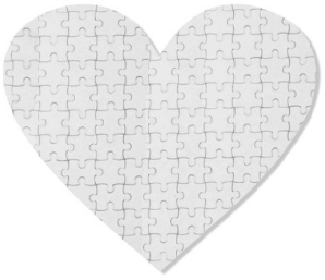 Sublimačné Puzzle v tvare srdca s rámikom